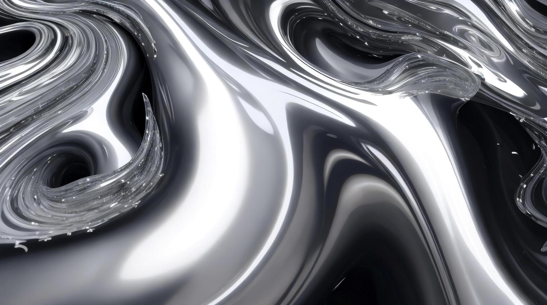 AI generated Chrome glossy abstract metallic steel liquid shiny fluid sliver futuristic background texture design photo