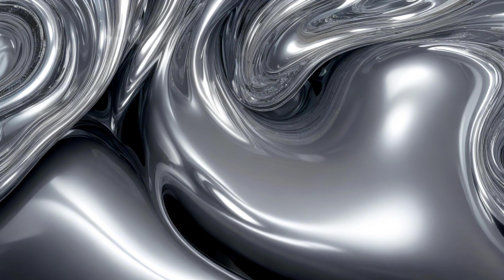 AI generated Chrome glossy abstract metallic steel liquid shiny fluid sliver futuristic background texture design photo