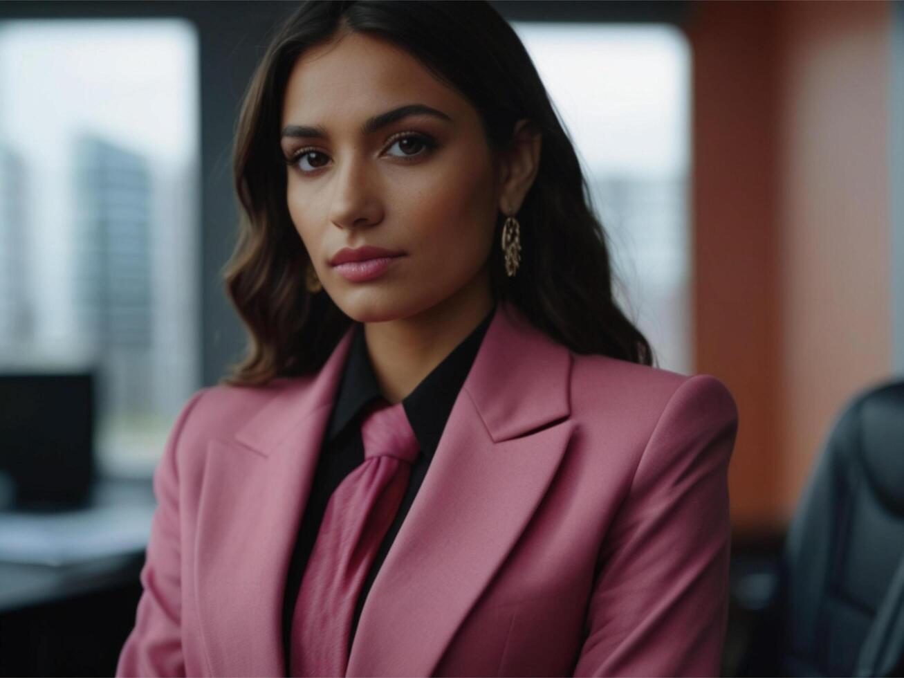 AI generated Business Woman in Pink Suit photo