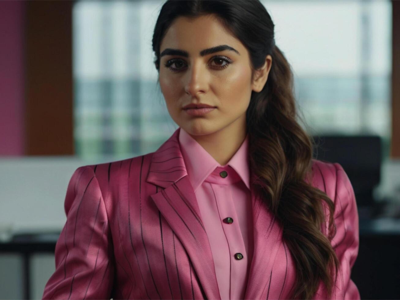 AI generated Business Woman in Pink Suit photo