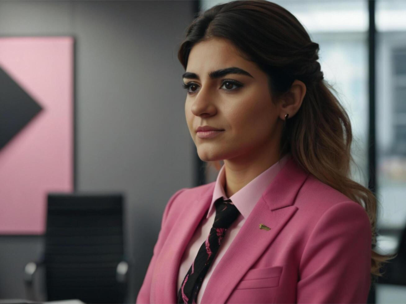 AI generated Business Woman in Pink Suit photo