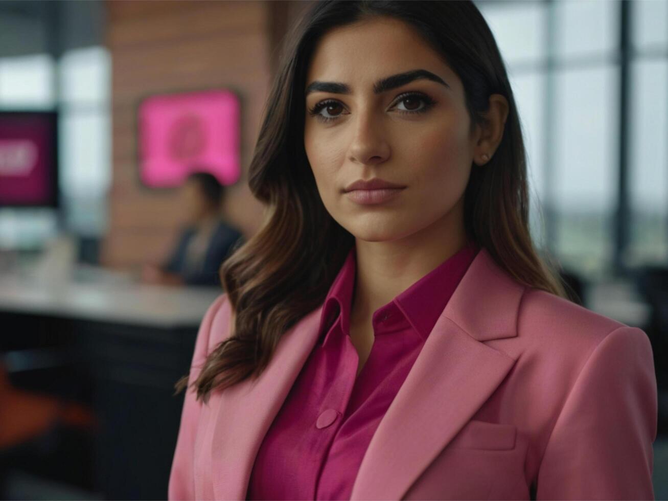 AI generated Business Woman in Pink Suit photo