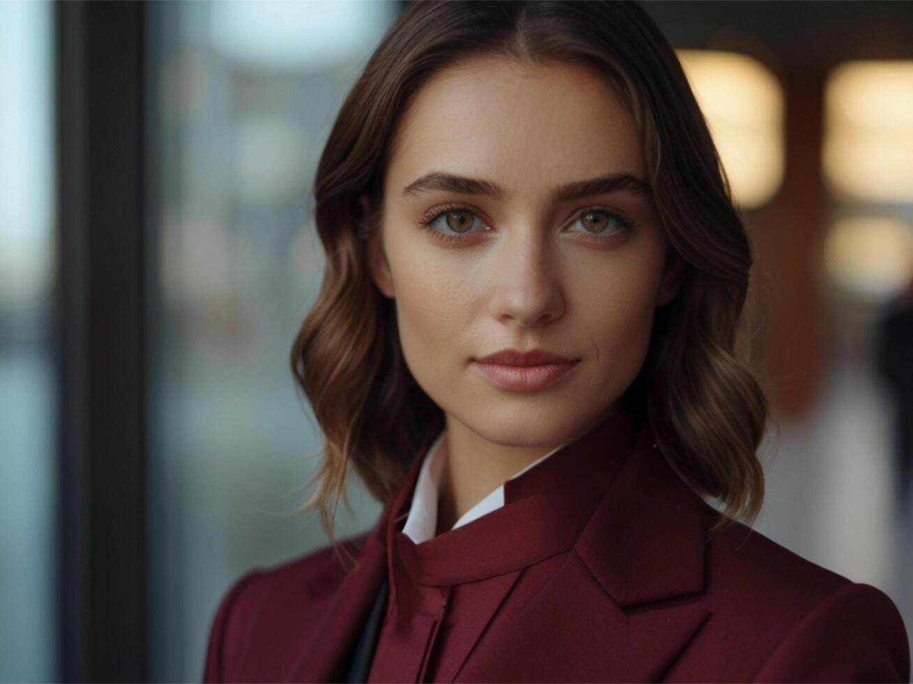 AI generated Business beautiful woman in suit posing photo