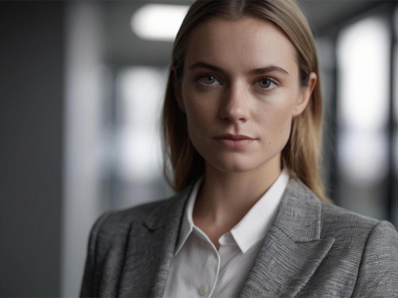 AI generated Business Woman In Grey Suit photo