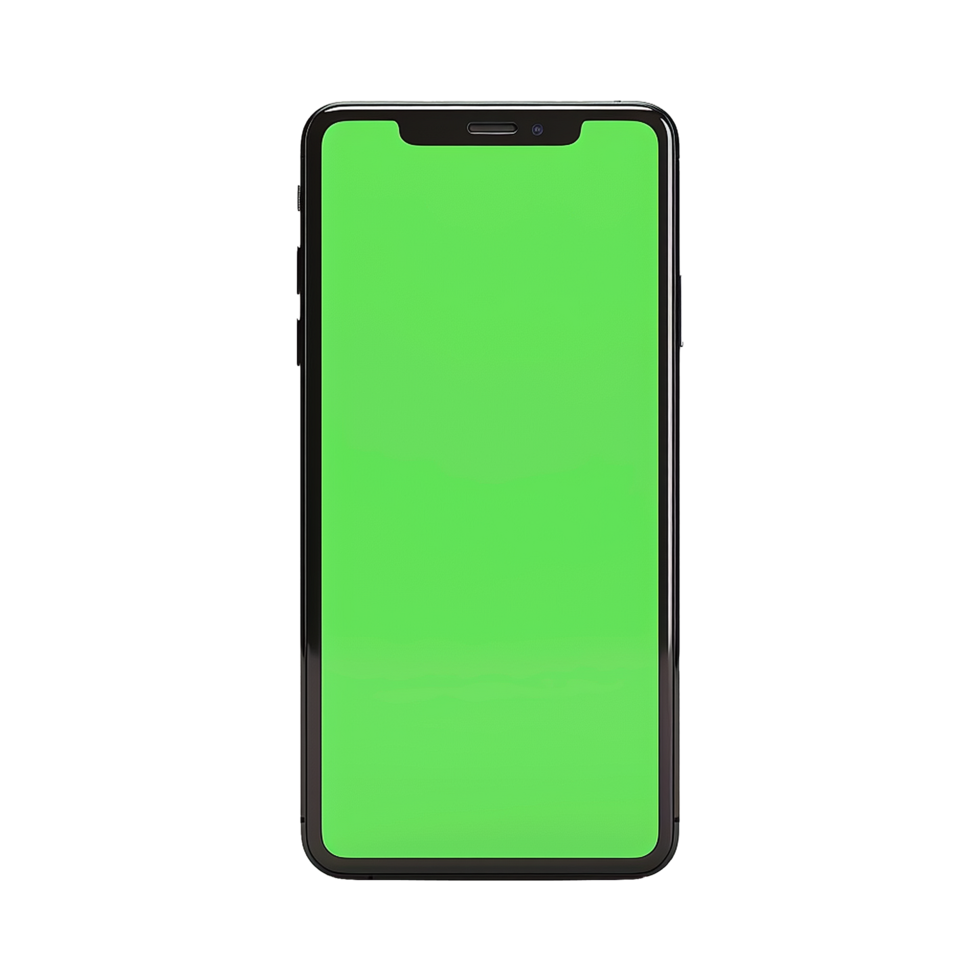 AI generated Phone with green screen isolated on transparent background png