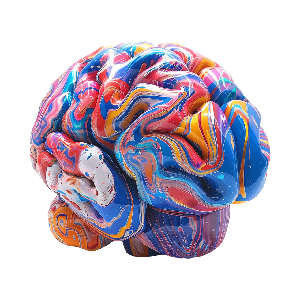 AI generated Colorful brain isolated on transparent background png