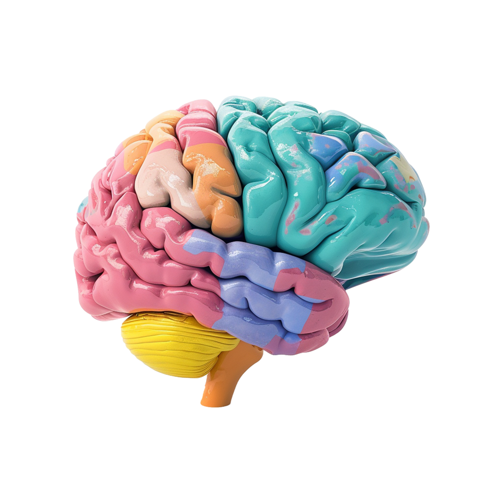 AI generated Colorful brain isolated on transparent background png
