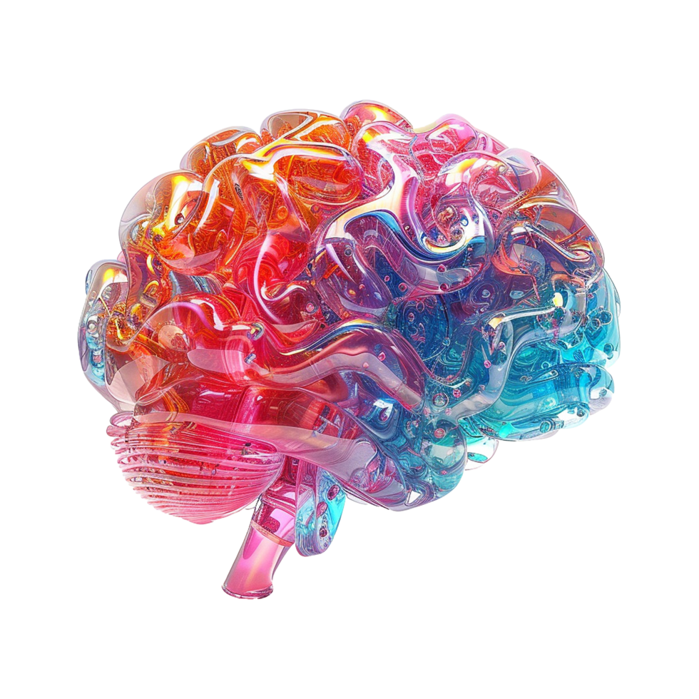 AI generated Colorful brain isolated on transparent background png