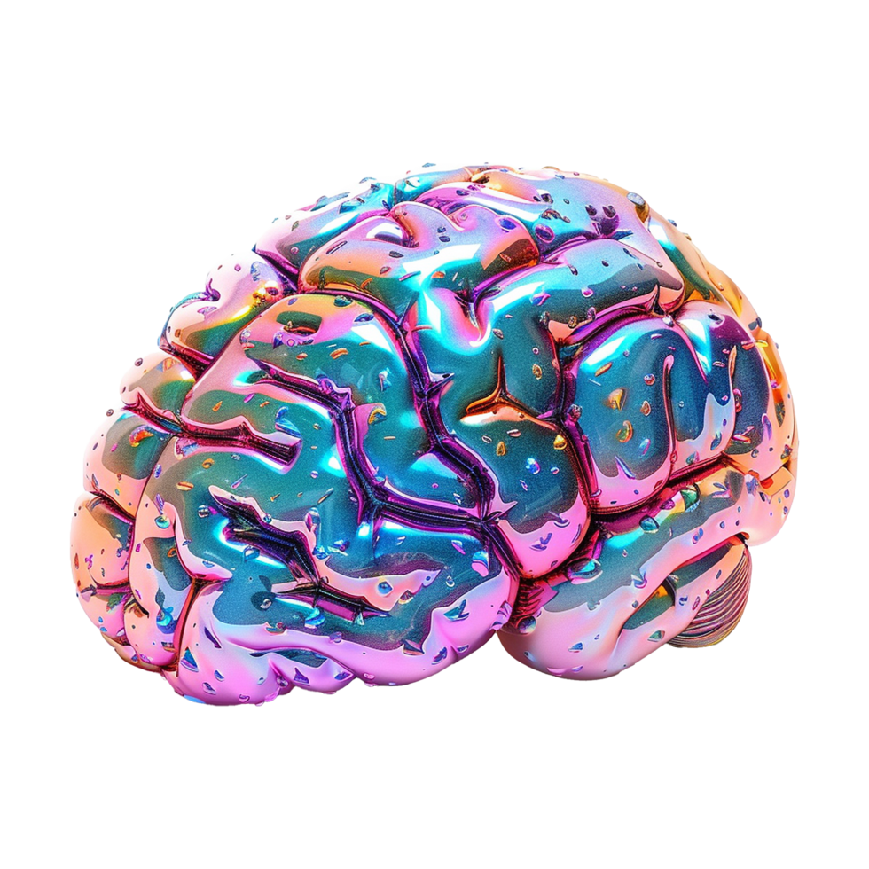 AI generated Colorful brain isolated on transparent background png
