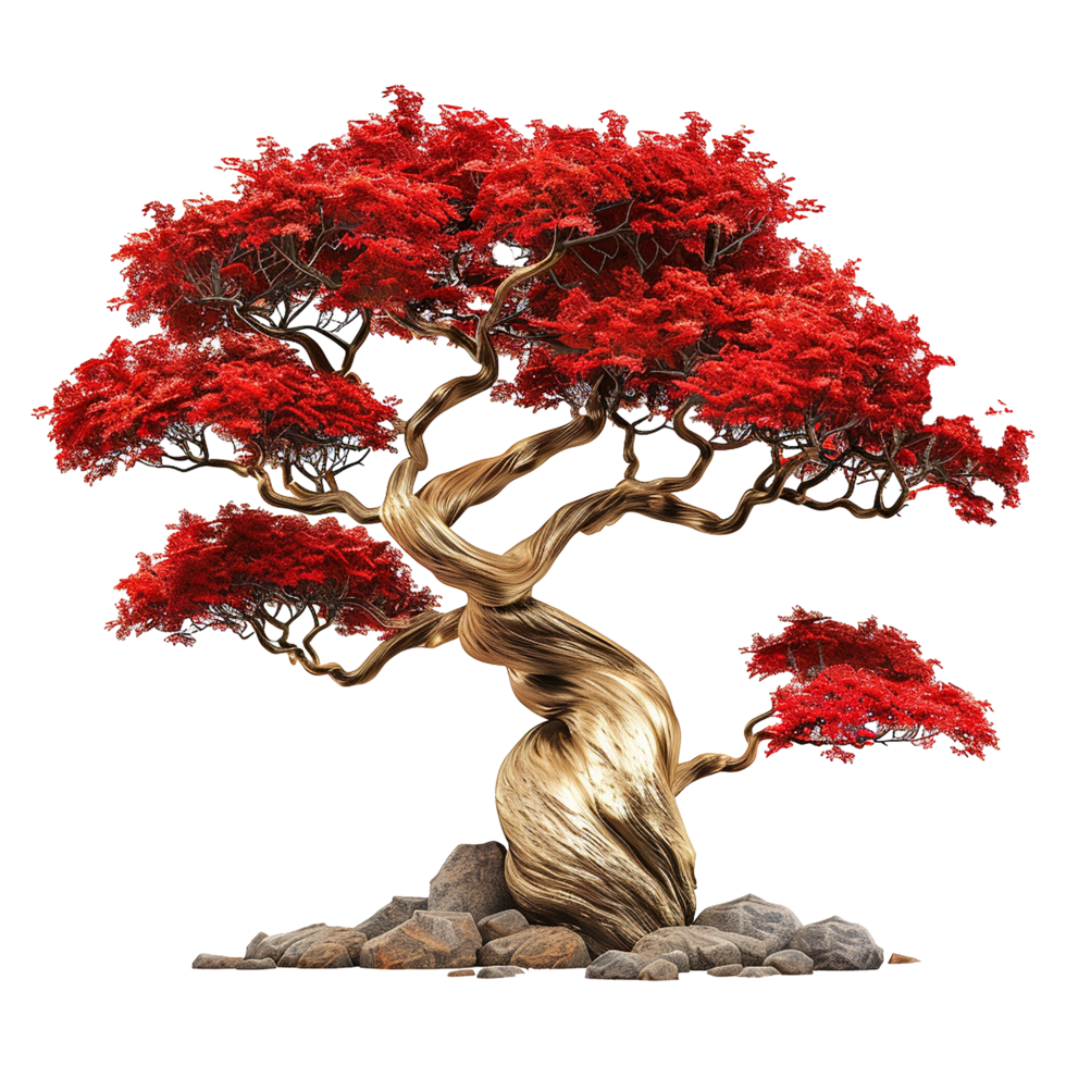 AI generated Red tree isolated on transparent background png
