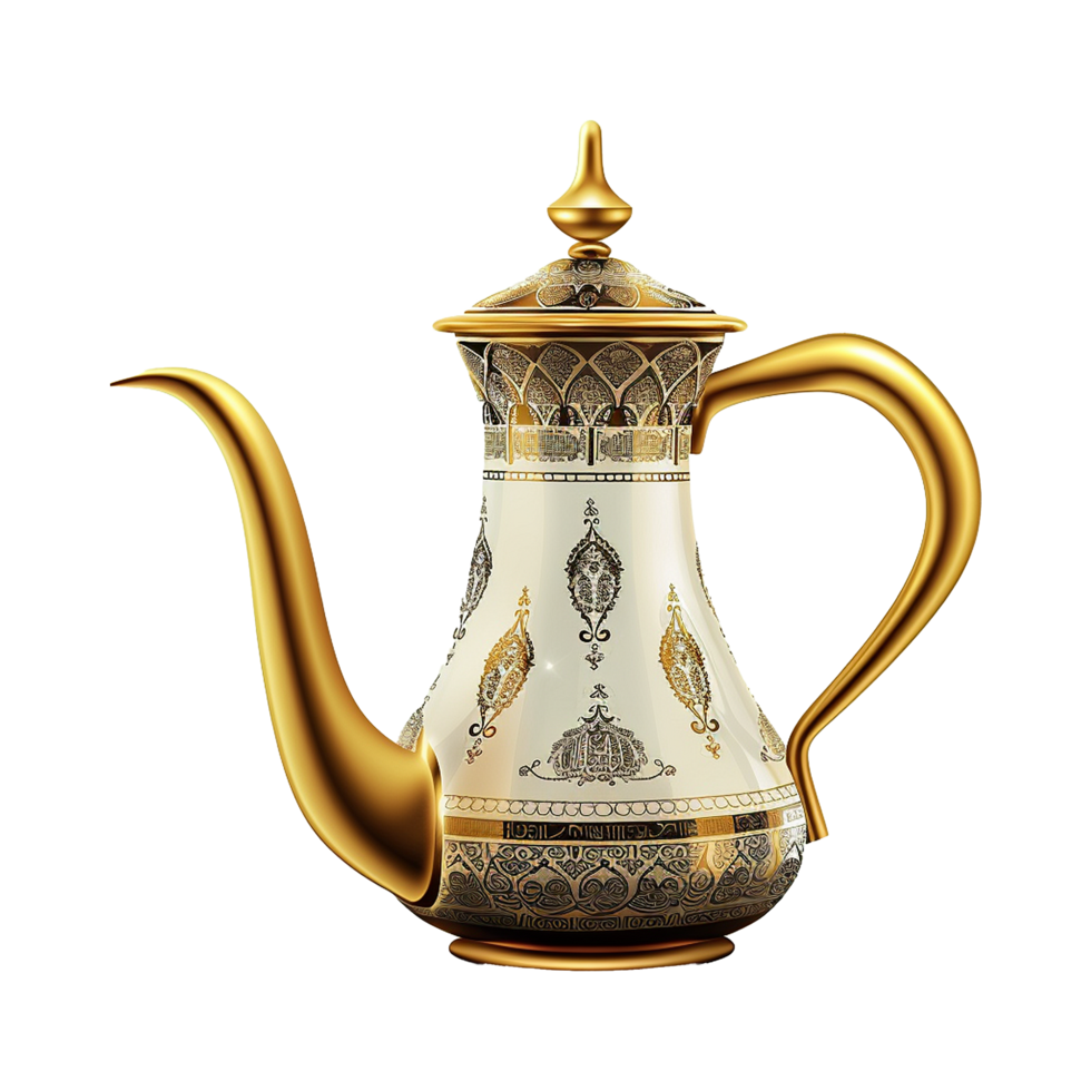 AI generated Beautiful arabic coffee pot isolated on transparent background png