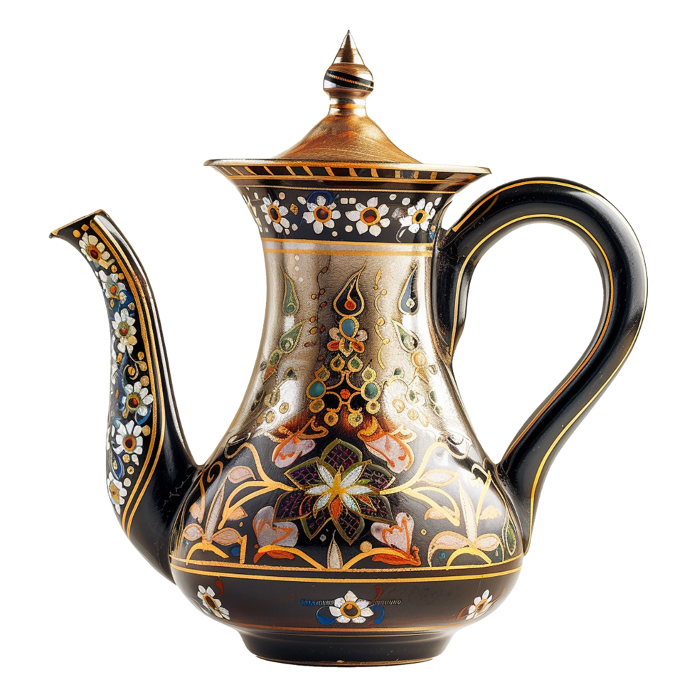 AI generated Beautiful arabic coffee pot isolated on transparent background png