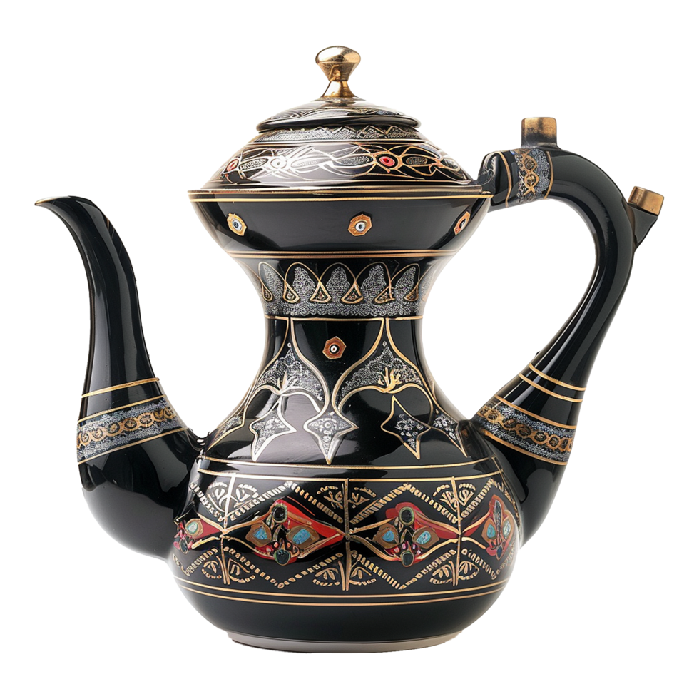 AI generated Beautiful arabic coffee pot isolated on transparent background png