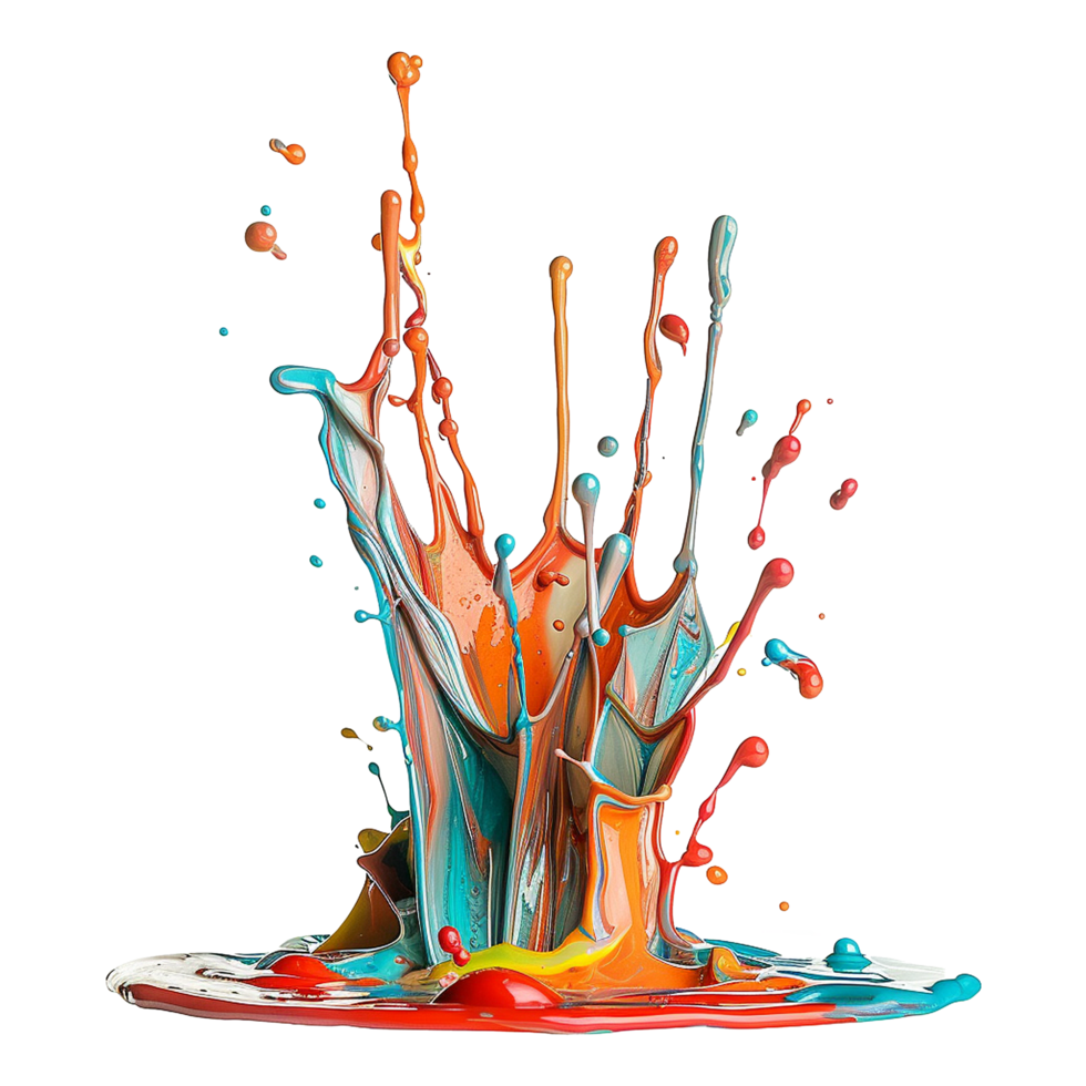 AI generated Colorful liquid paint splash isolated on transparent background png
