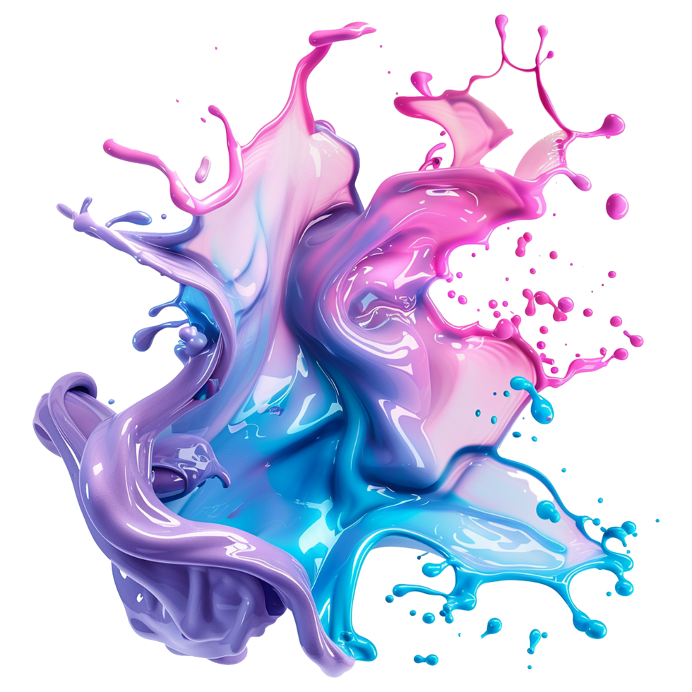 AI generated Colorful liquid paint splash isolated on transparent background png