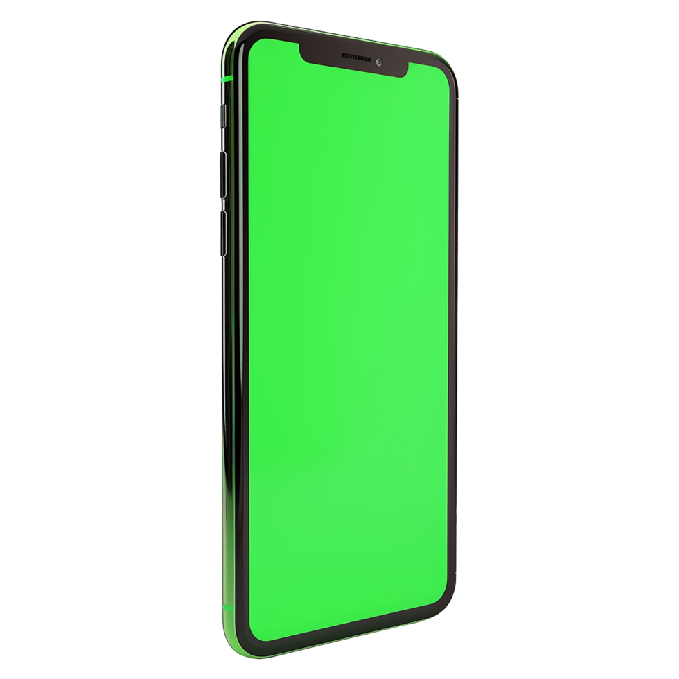 AI generated Phone with green screen isolated on transparent background png