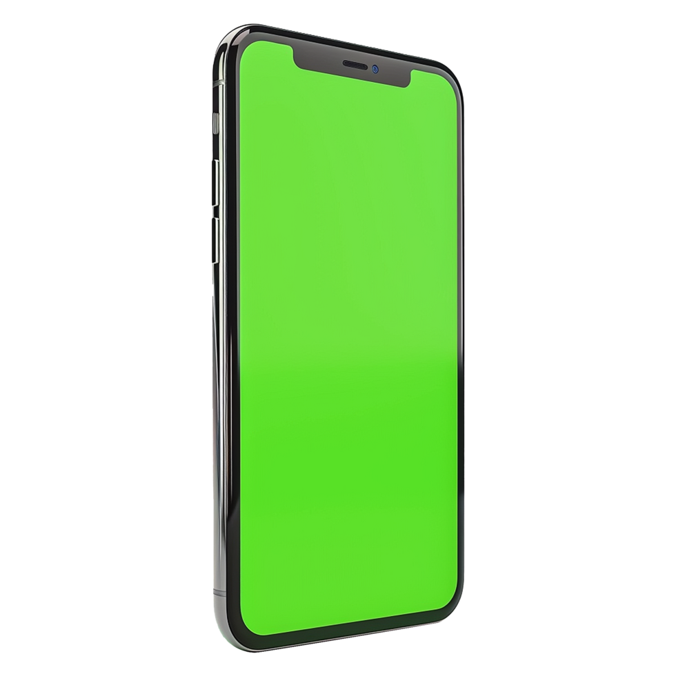 AI generated Phone with green screen isolated on transparent background png