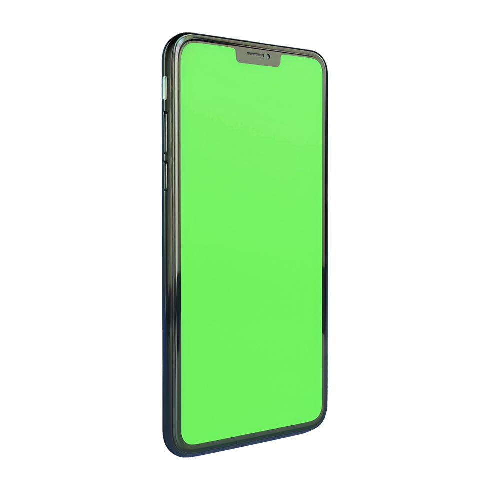 AI generated Phone with green screen isolated on transparent background png