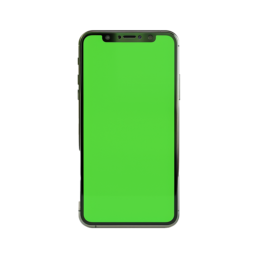 AI generated Phone with green screen isolated on transparent background png