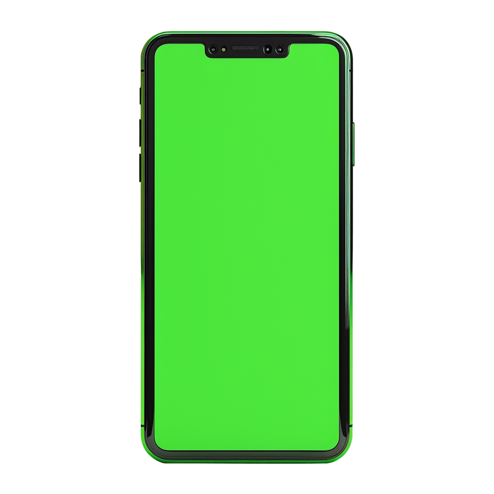 AI generated Phone with green screen isolated on transparent background png