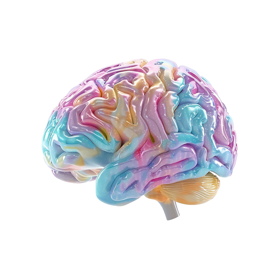 AI generated Colorful brain isolated on transparent background png