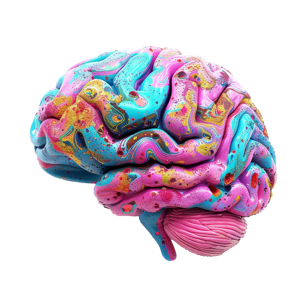 AI generated Colorful brain isolated on transparent background png