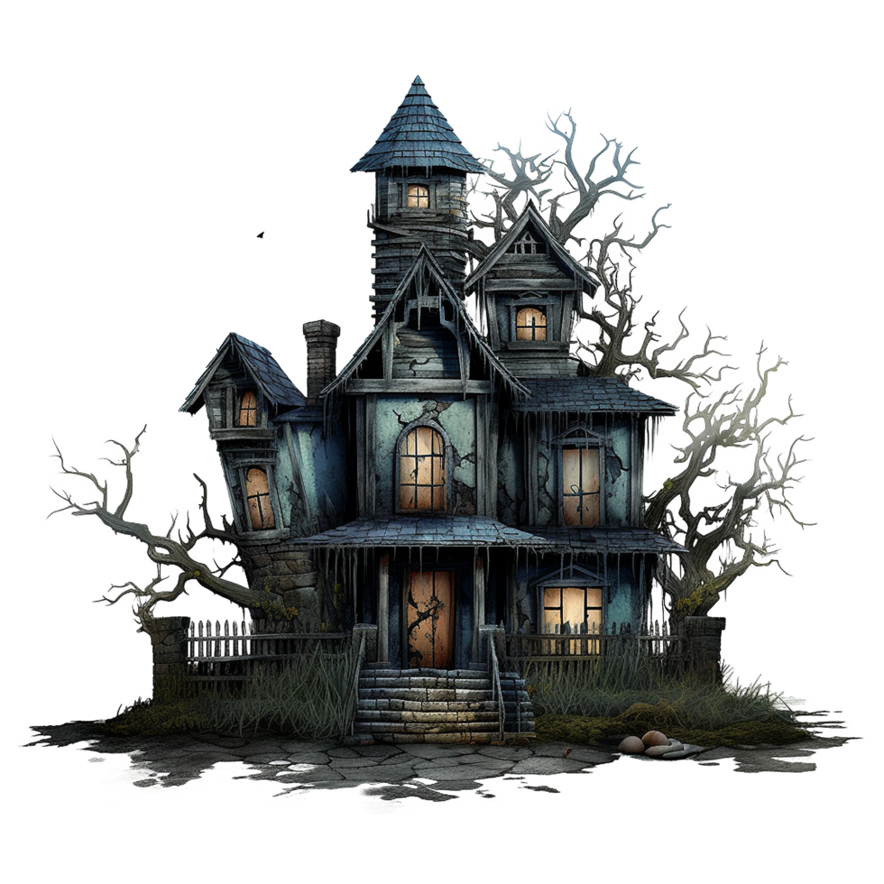 AI generated Haunted house png isolated on transparent background
