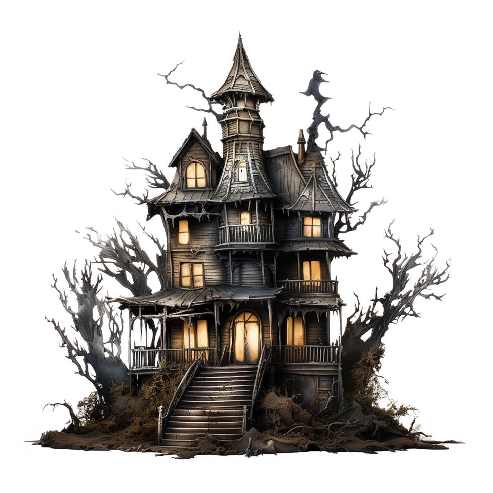 AI generated Haunted house png isolated on transparent background