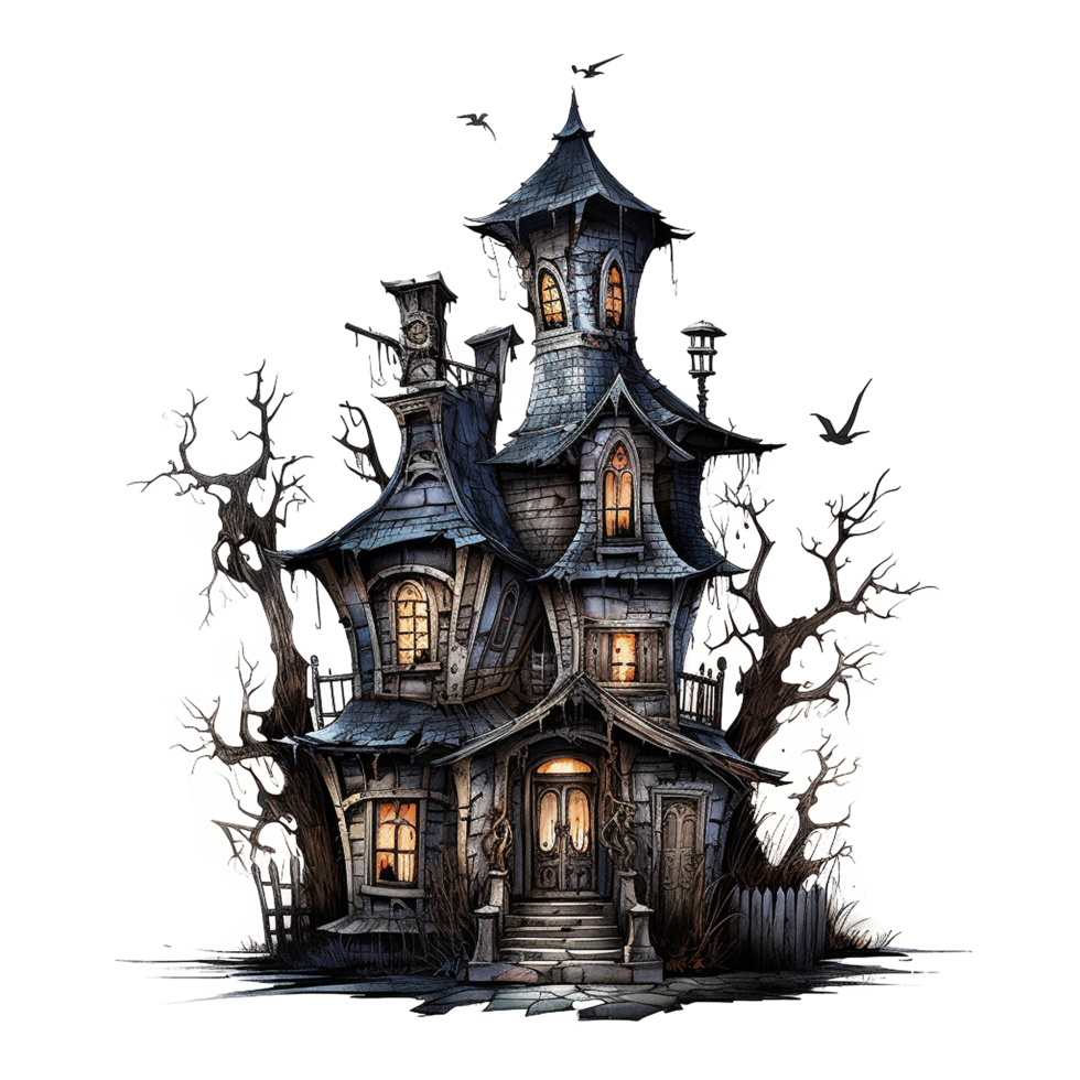 AI generated Haunted house png isolated on transparent background