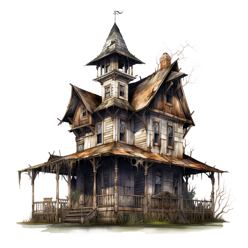 AI generated Haunted house png isolated on transparent background