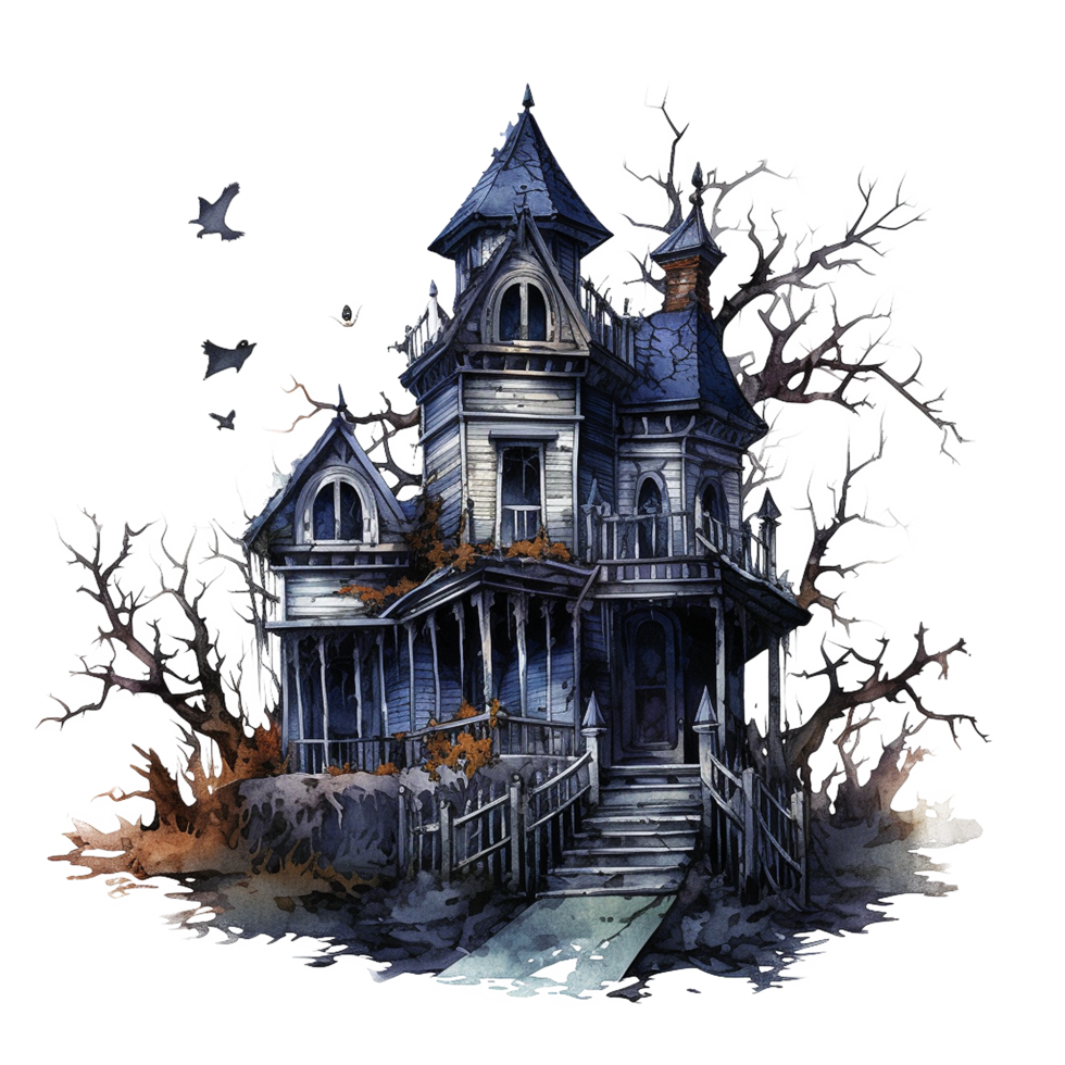 AI generated Haunted house png isolated on transparent background