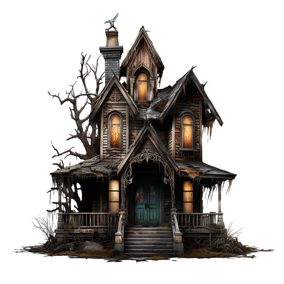 AI generated Haunted house png isolated on transparent background