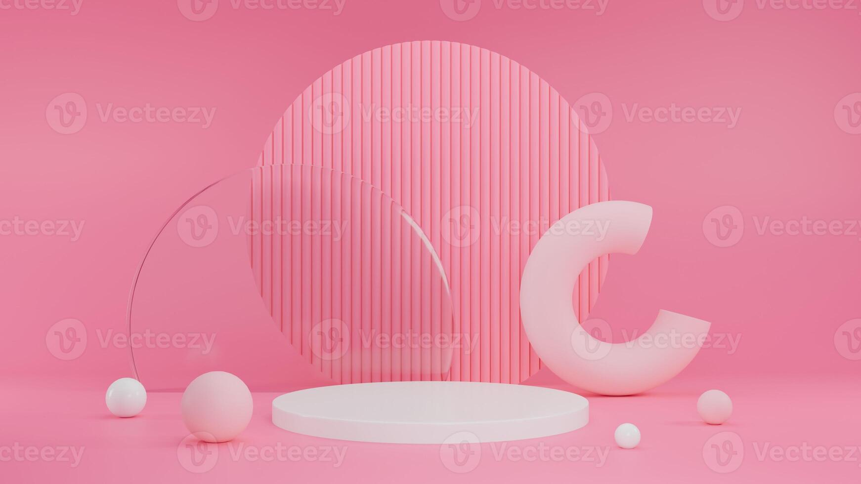 3D Rendering Pink red background with podium abstract decoration photo