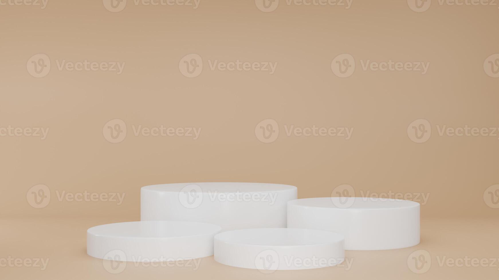 3D Rendering beige background with white podium photo