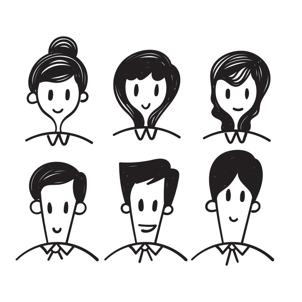 hand drawn doodle person avatar collection icon vector