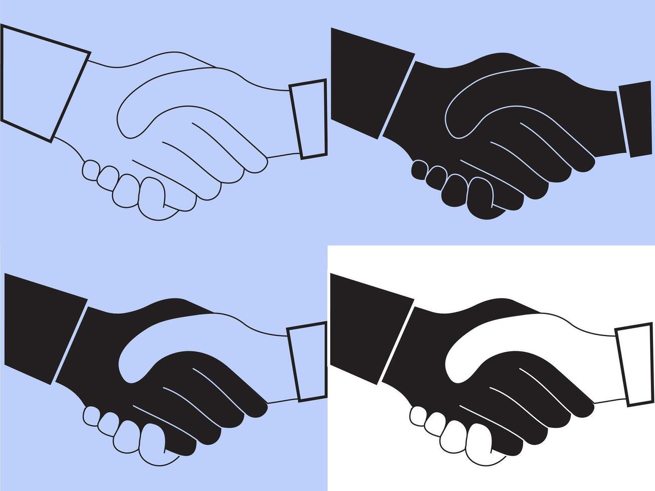 Business Agreement or Accepting a business deal concept, Handshake between customers or at interviews. Four different fill types or strokes vector