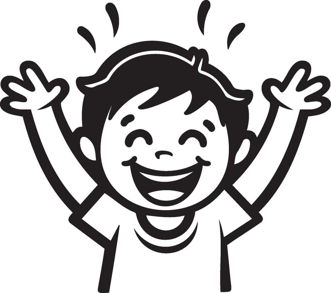 AI generated Icon set of Happy Cartoon Child Waving Enthusiastically vector