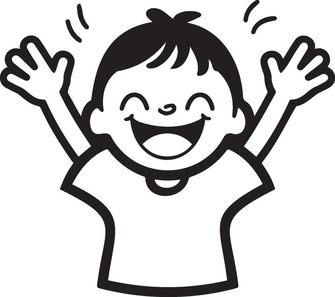 AI generated Happy Cartoon Child Waving Enthusiastically vector