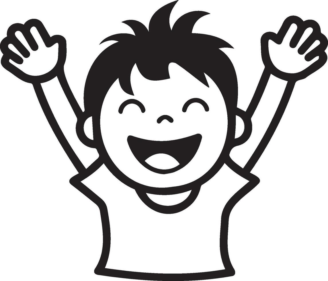 AI generated Icon set of Happy Cartoon Child Waving Enthusiastically vector