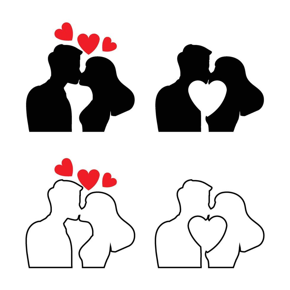 couple hearts icons on white vector