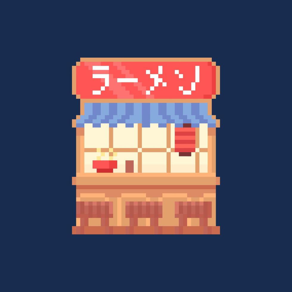 Illustration vector graphic of ramen shop in pixel art style