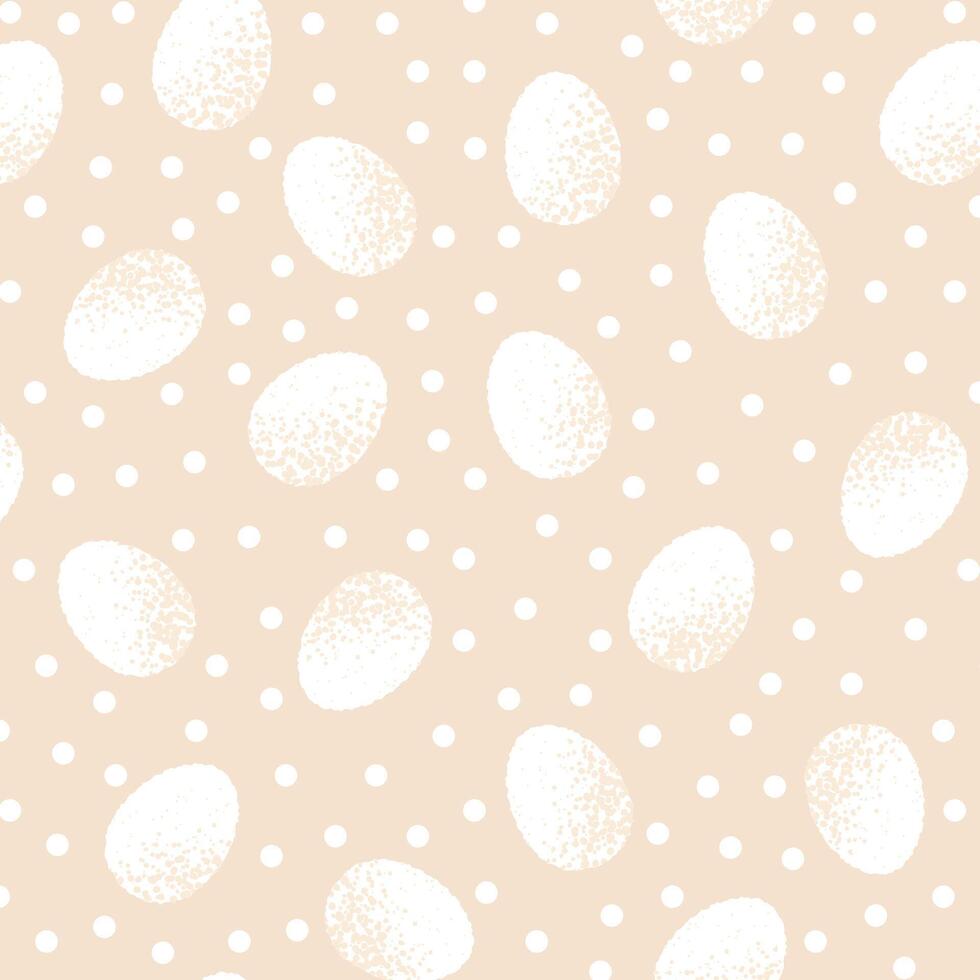 Easter egg and dots seamless pattern, simple beige monochrome palette, background or wallpaper vector illustration