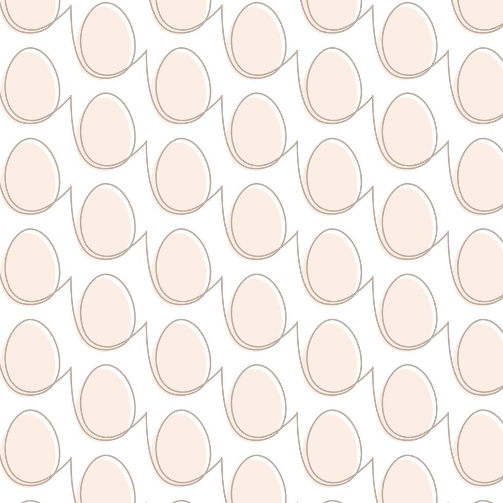 Easter egg seamless pattern simple line, beige monochrome palette, vector illustration