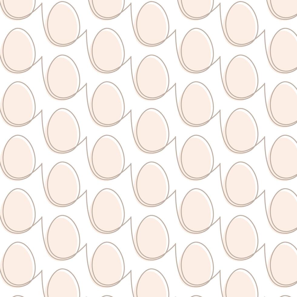 Easter egg seamless pattern simple line, beige monochrome palette, vector illustration