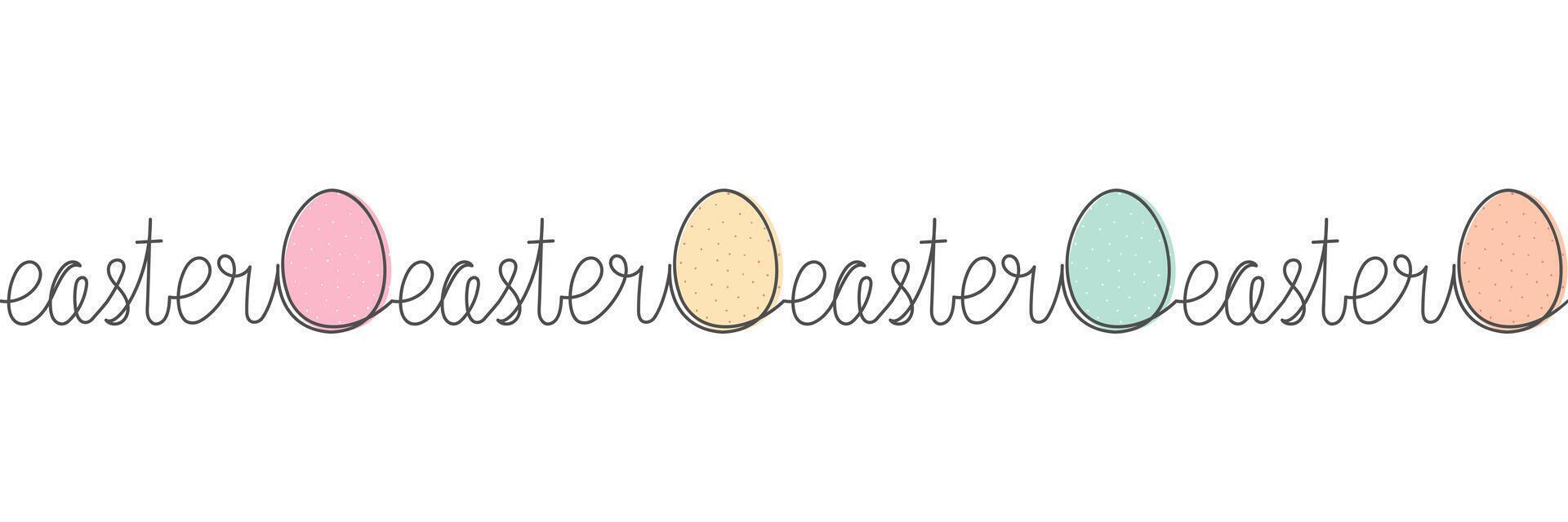 Pascua de Resurrección sin costura frontera recopilación, sencillo línea, editable espesor, vector ilustración