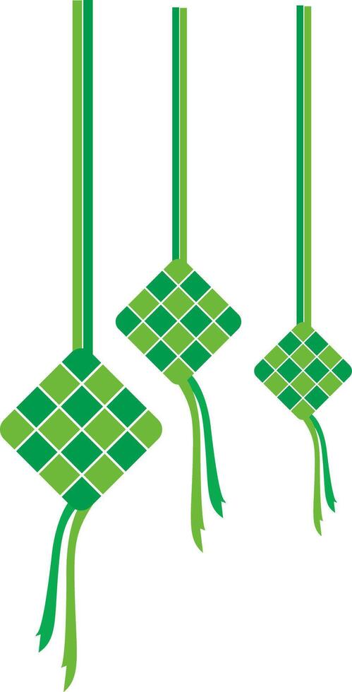 this a three green ketupat vector