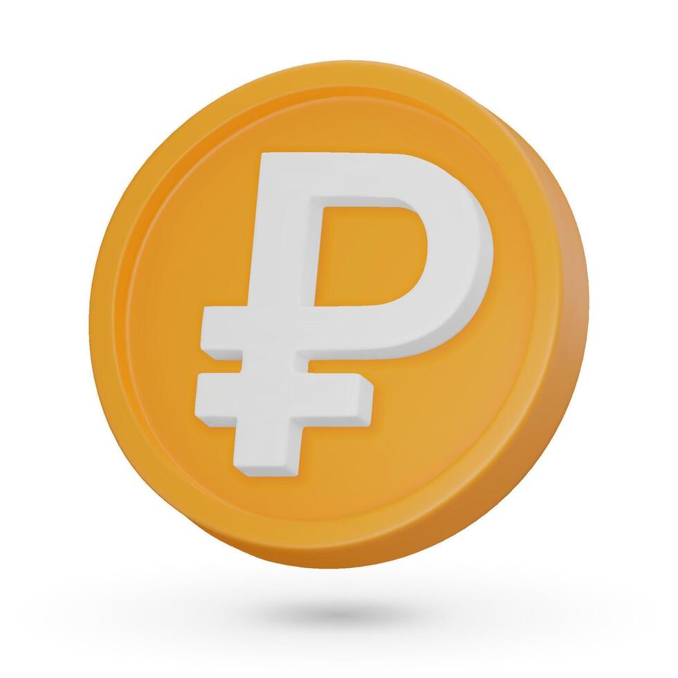 3D coin. The Russian ruble. Currency symbol, 3D icon. Vector sign isolated on a white background