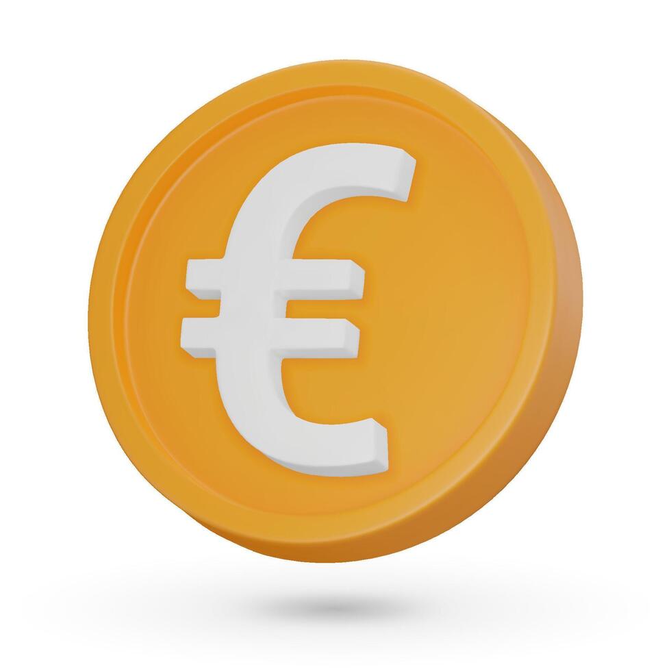 3D coin. Euro currency symbol, 3D icon. Vector sign isolated on a white background