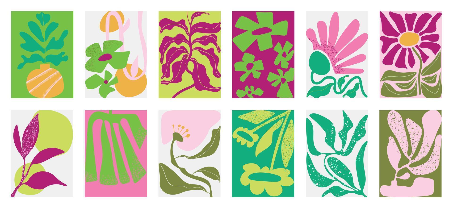 botánico garabatear antecedentes vector colocar. flor y hojas resumen forma garabatear Arte diseño para imprimir, fondo de pantalla, clipart, pared Arte para hogar decoración.