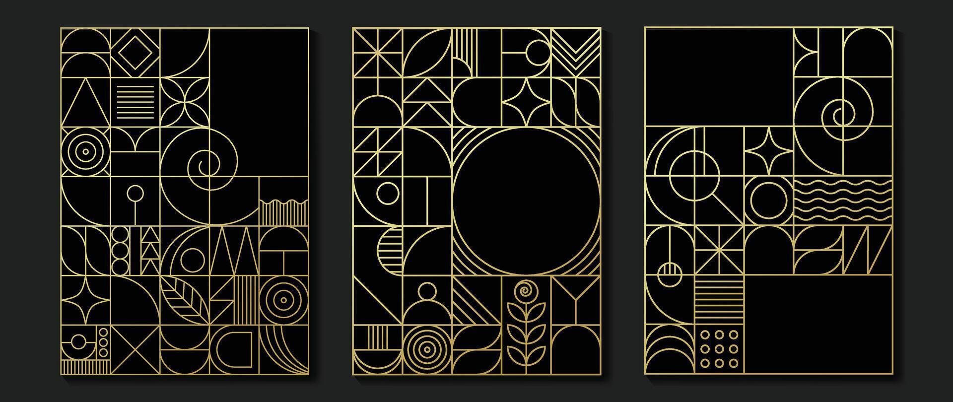 Luxury invitation card background vector. Elegant classic antique design, gold lines gradient on dark background. Premium design illustration for gala card, grand opening, art deco. vector